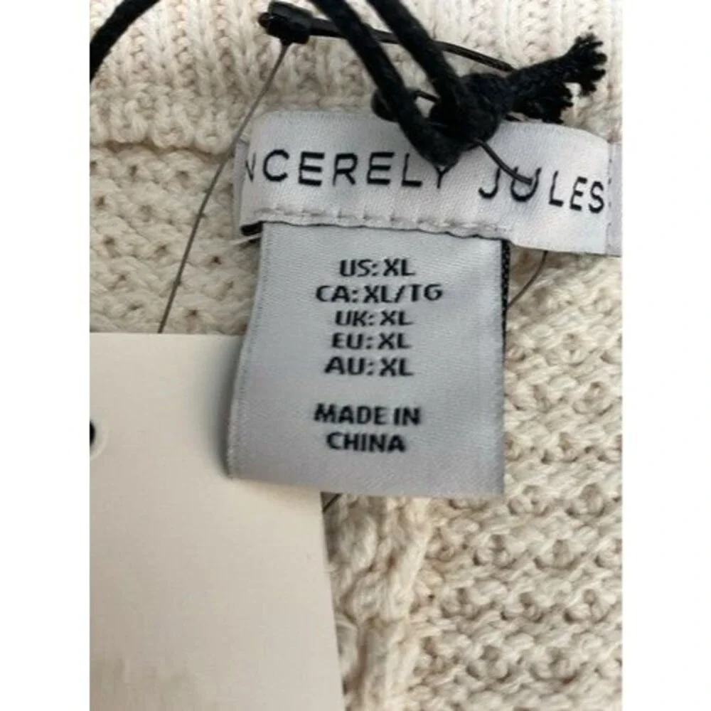 NWT Sincerely Jules Waffle Knit Pull On Wide Leg‎ Pants Women Size XL Cream